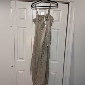 Club L London Cami Tailored Midi Dress with Thigh Split Stone Us Sz 8 NWT